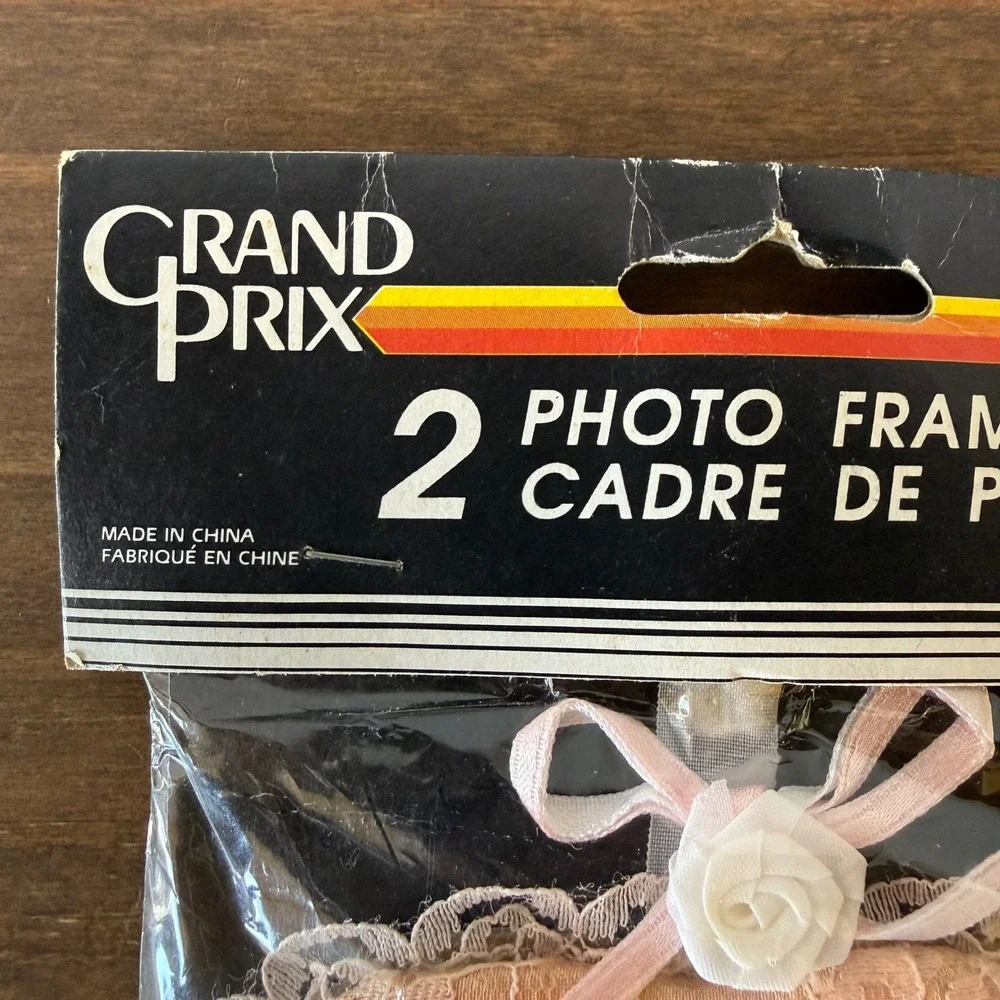 Set of 2 Vintage Grand Prix Victorian Style Heart Lace Photo Frames NOS Sealed